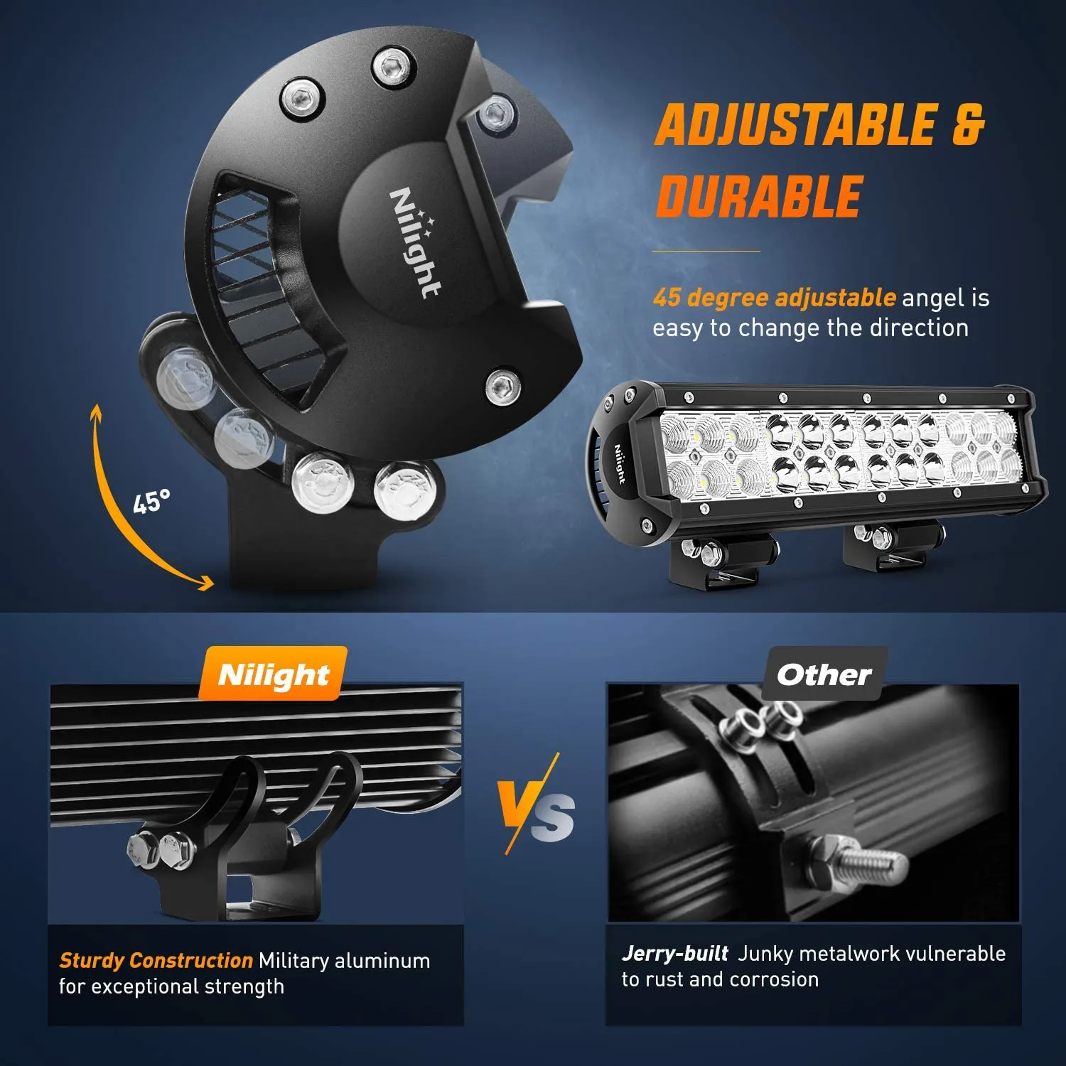 12 Inch 72W 5000LM Double Row Spot Flood Led Light Bar