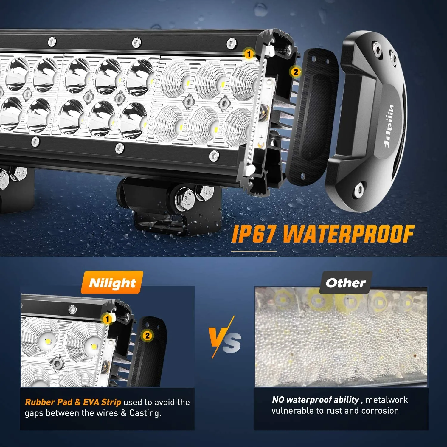 12 Inch 72W 5000LM Double Row Spot Flood Led Light Bar