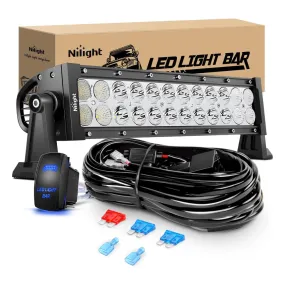 13.5 Inch 72W Double Row Spot Flood Led Light Bar | 16AWG Wire 5Pin Switch