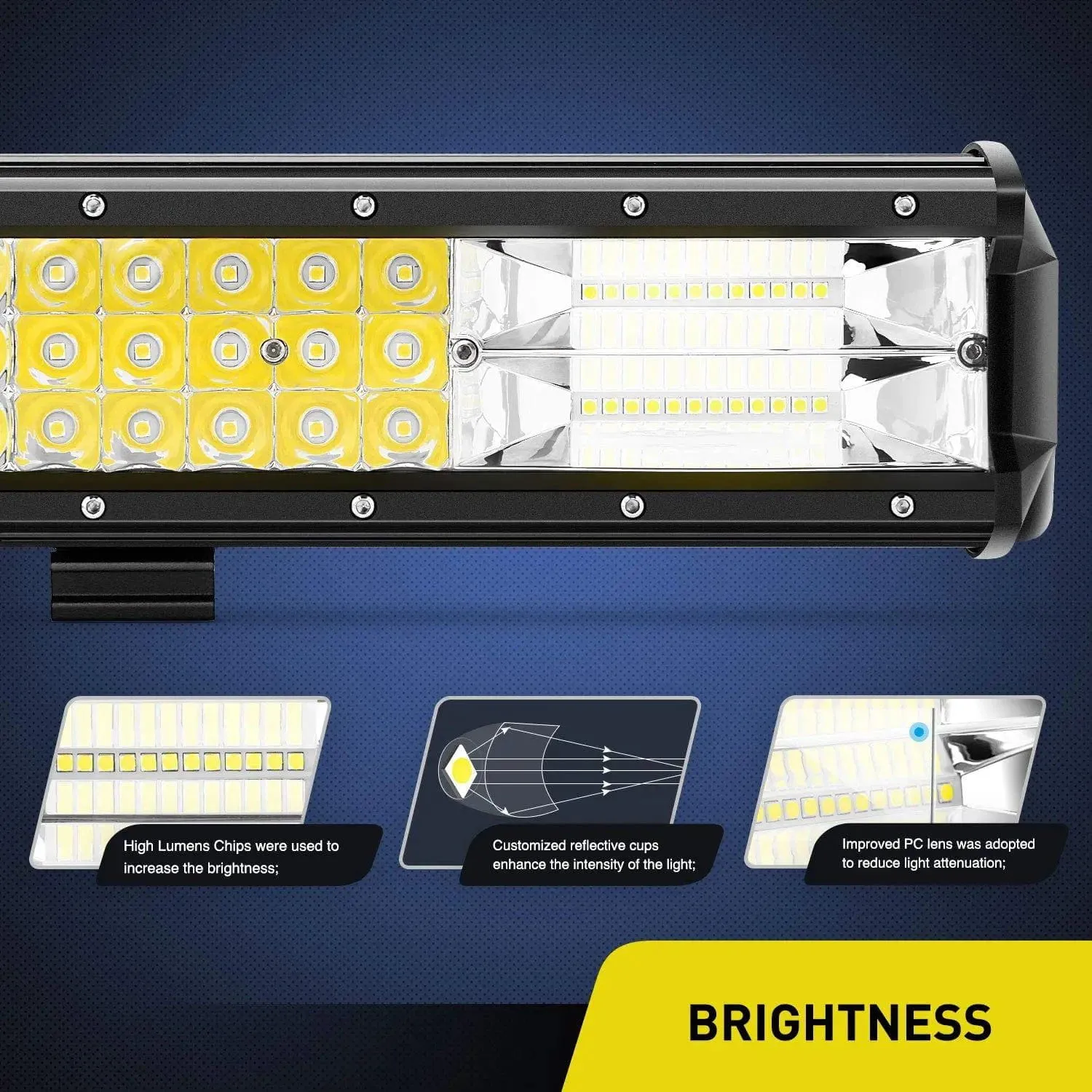 26 Inch 297W 29700LM Triple Row Spot Flood LED Light Bar