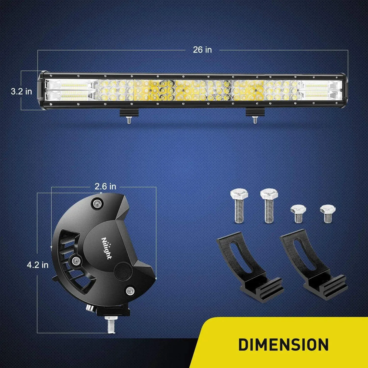 26 Inch 297W 29700LM Triple Row Spot Flood LED Light Bar