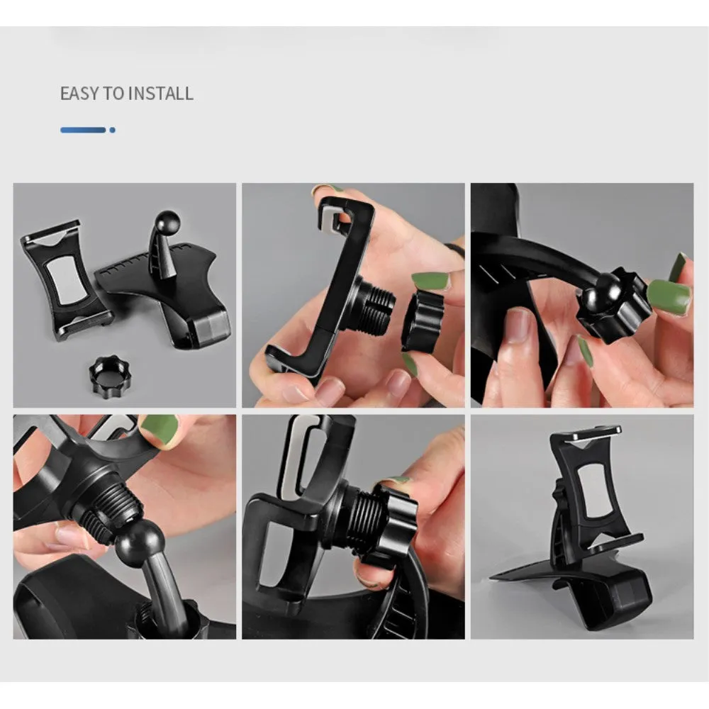 3 in 1 Car GPS Smartphone Holder: Dashboard / Visor Clamp   AC Grid Clip for Switel Sunny S52D - Black