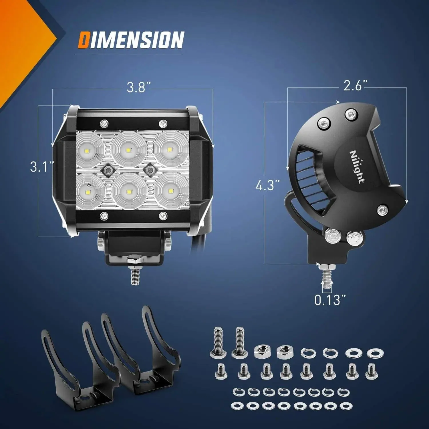 4 Inch 18W 1260LM Double Row Flood LED Pods (2 Pairs)