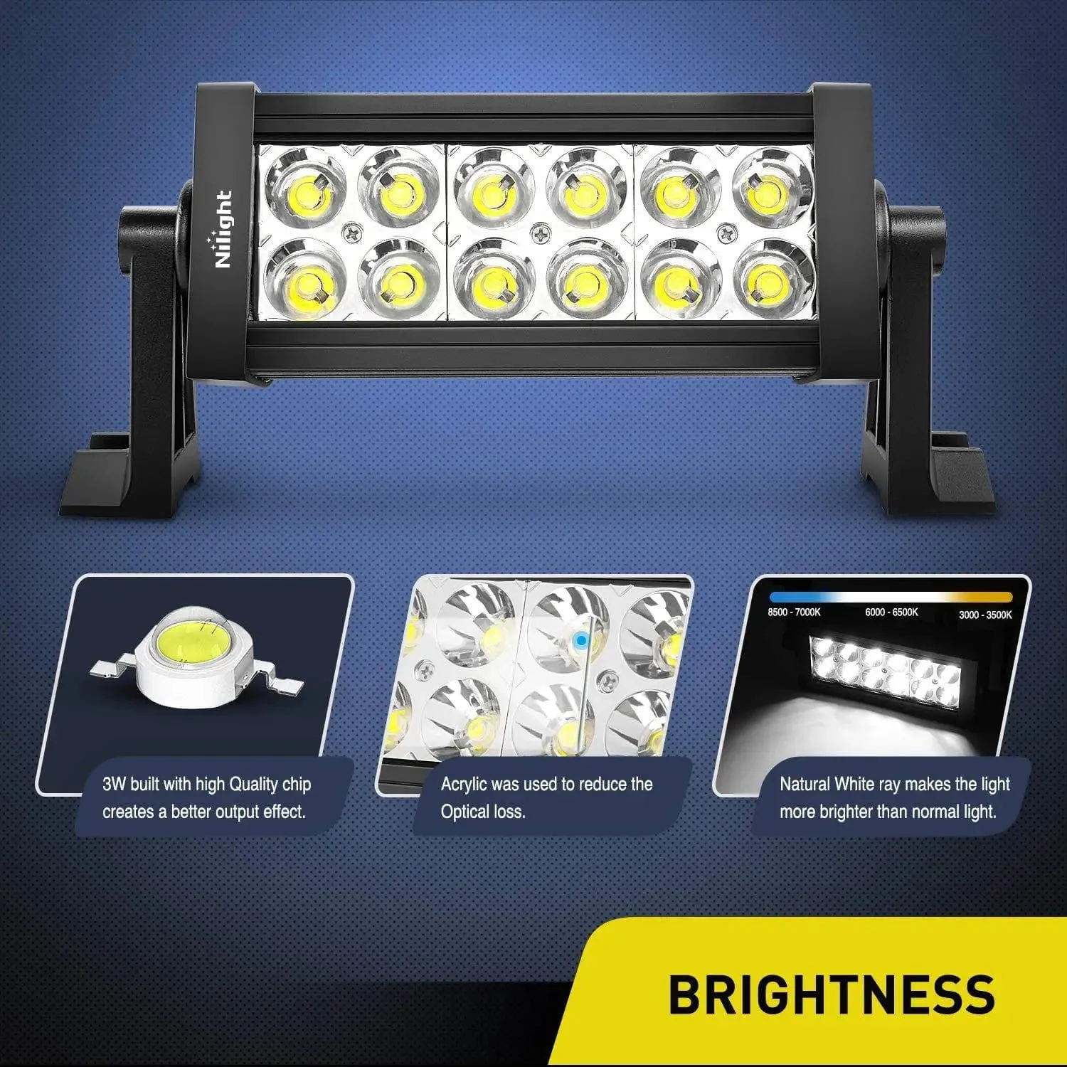 7 Inch 36W Double Row Spot LED Light Bar