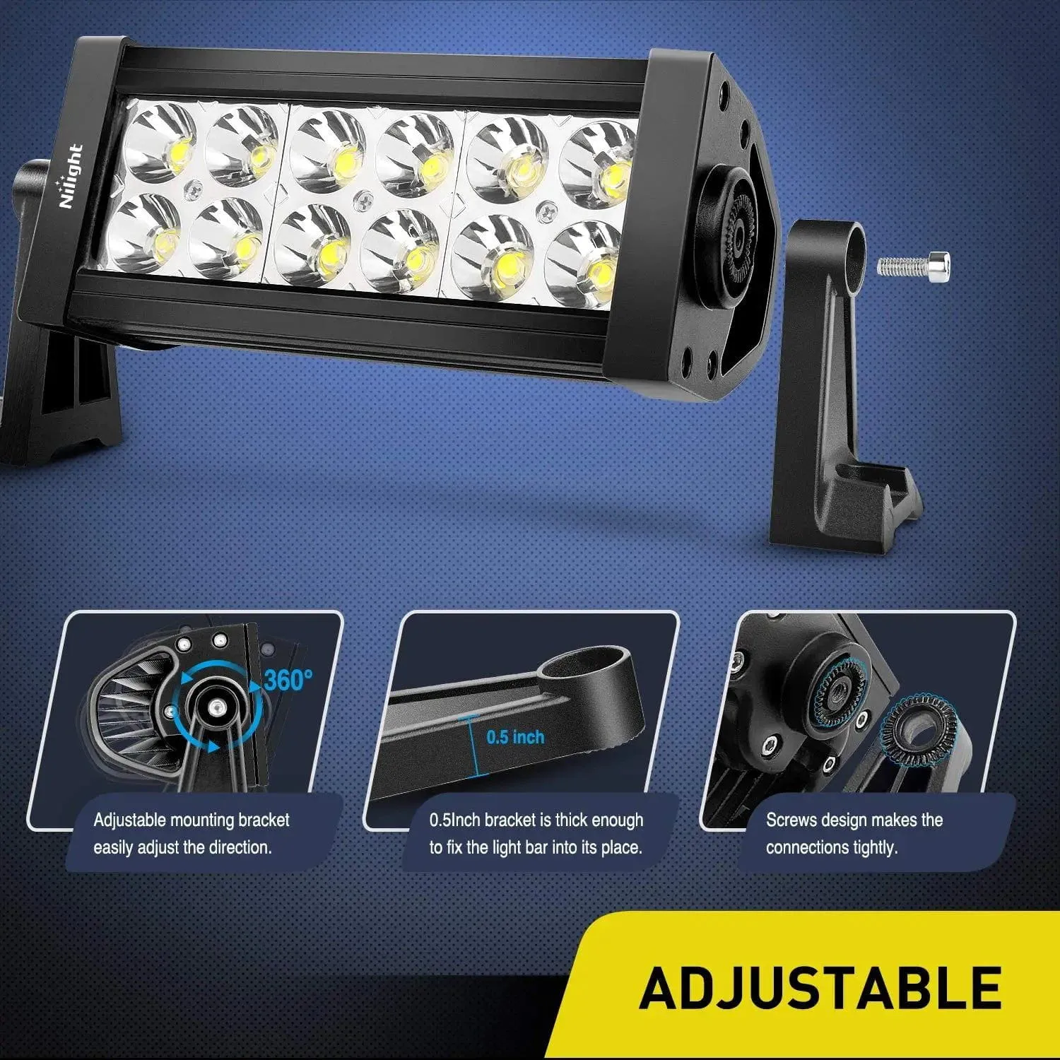 7 Inch 36W Double Row Spot LED Light Bar