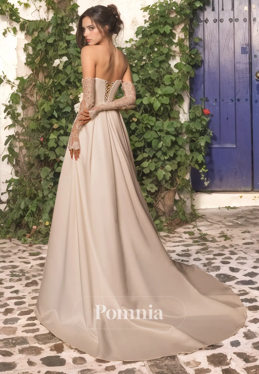 A-Line Off-Shoulder Sweetheart Sleeveless Pleated Long Beach Wedding Dress