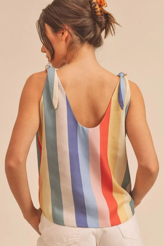 AEMI & Co. Colorful Striped Gracie Tank with Tie Straps
