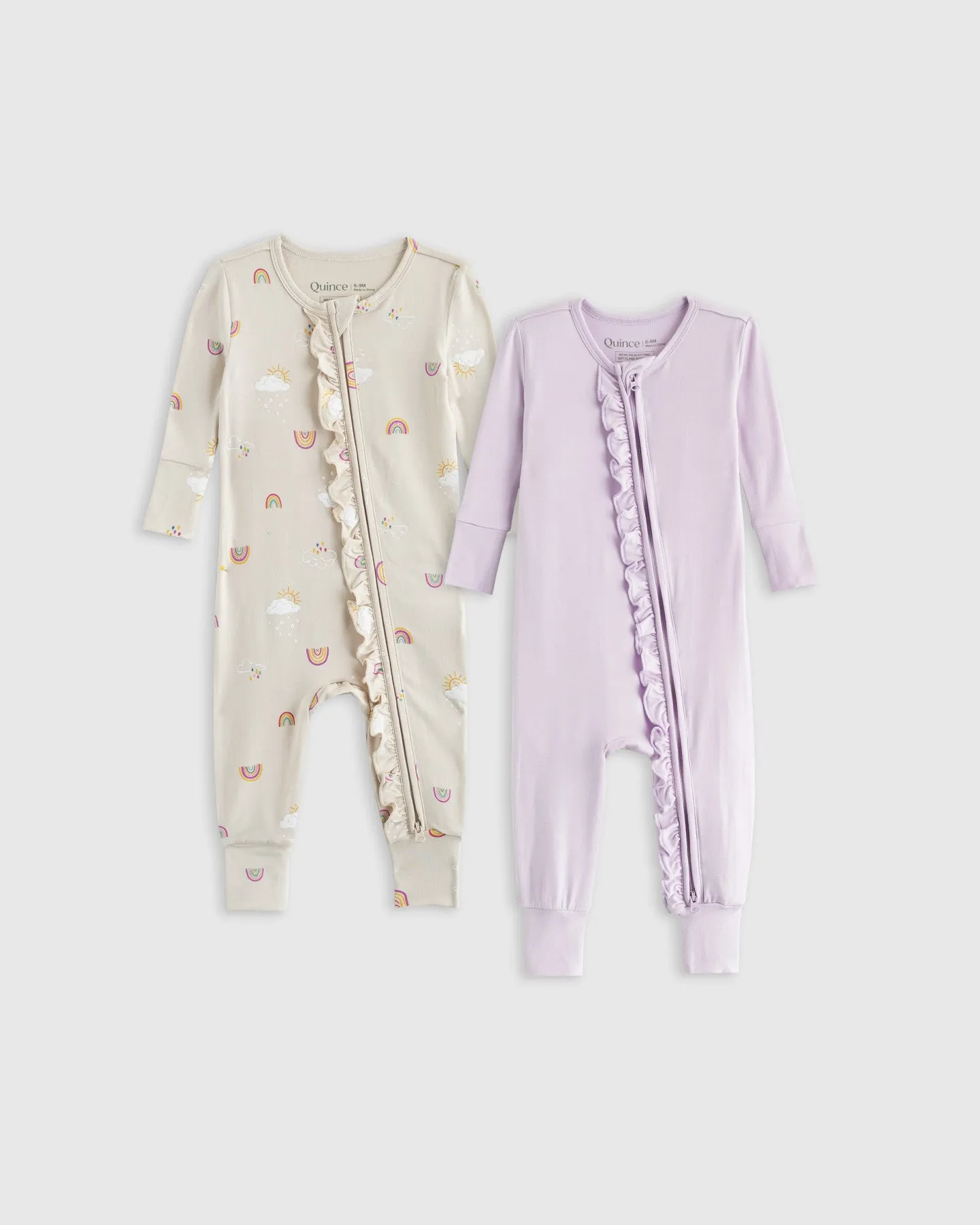 Bamboo One Piece Ruffle Pajamas 2-Pack