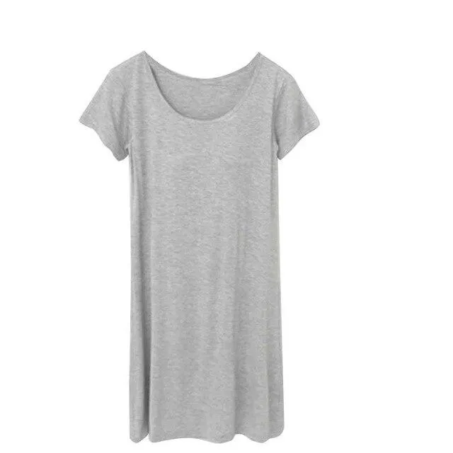 Casual Short Sleeve Round Collar Long Nightgowns Summer Comfortable Women Nightdresss