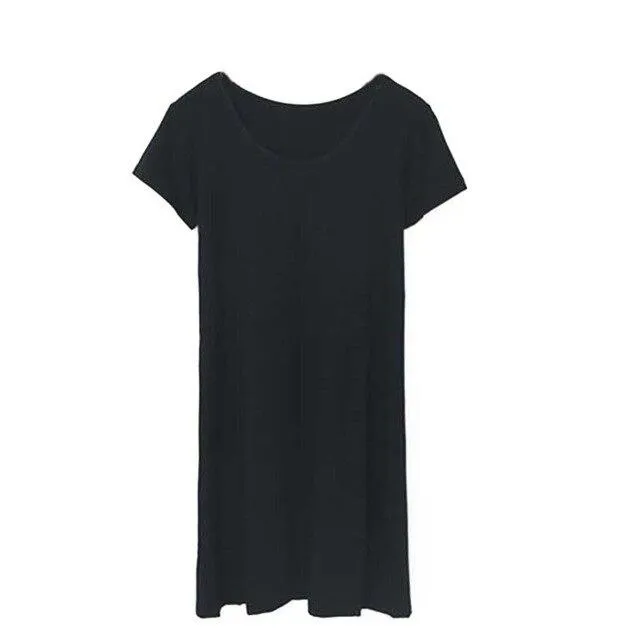 Casual Short Sleeve Round Collar Long Nightgowns Summer Comfortable Women Nightdresss