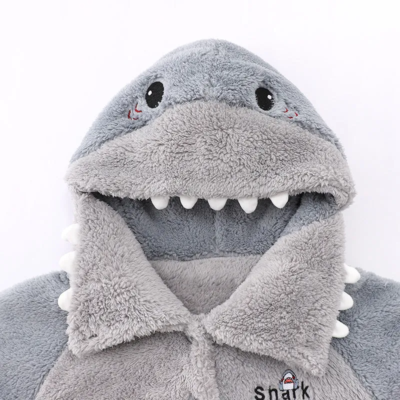 Cute Couple Shark Plush Pajamas Set