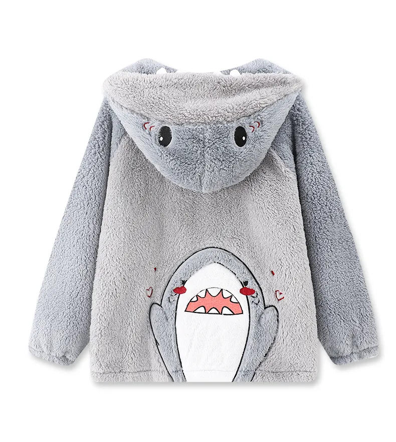 Cute Couple Shark Plush Pajamas Set
