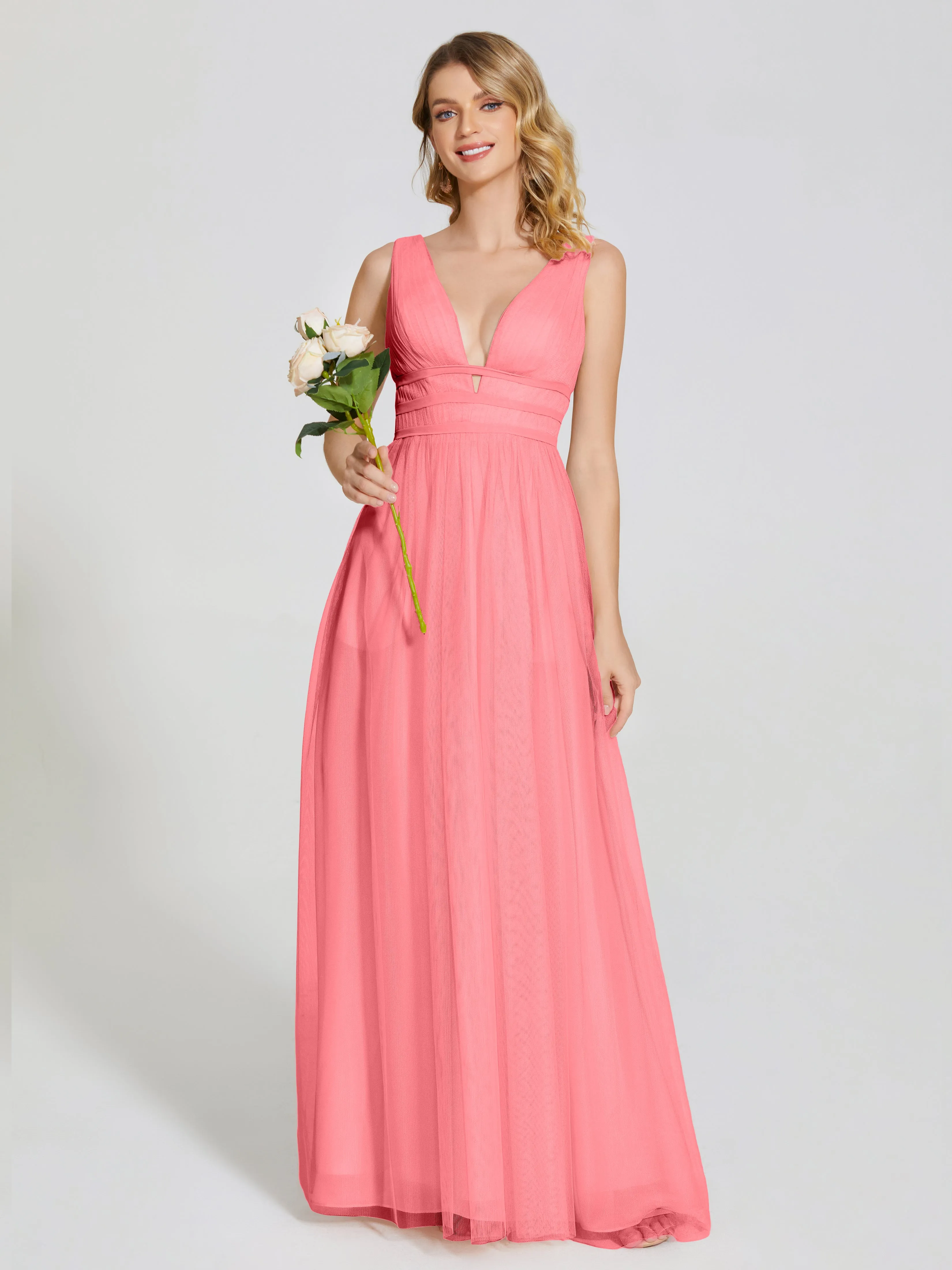 Elliana Flowy V-neck Tulle Bridesmaid Dresses
