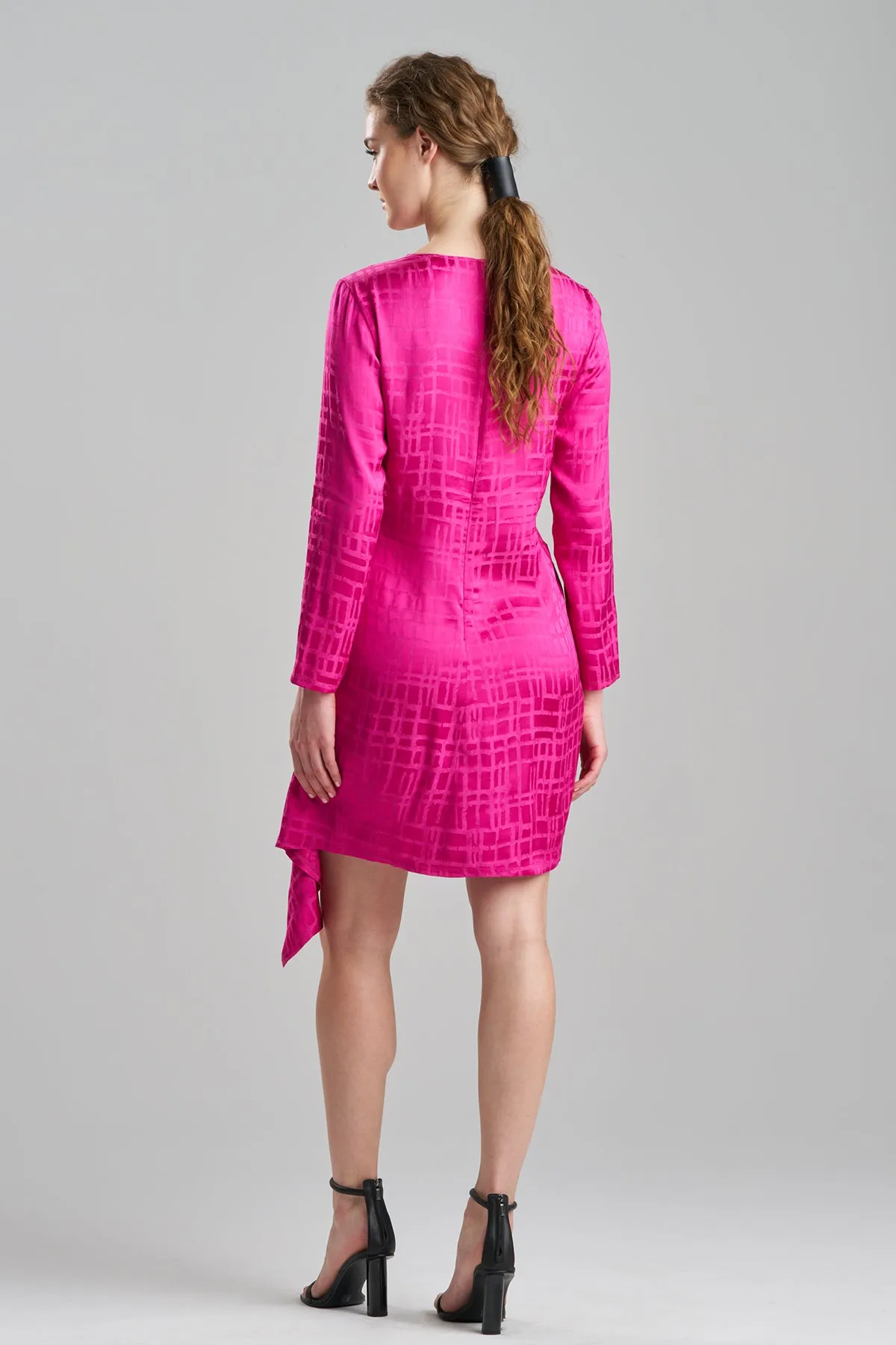 Fluid Geo Jacquard Side Draped Dress
