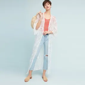 Lace Embroidered Beach Long Cardigan #Lace #Cardigan #Embroidered