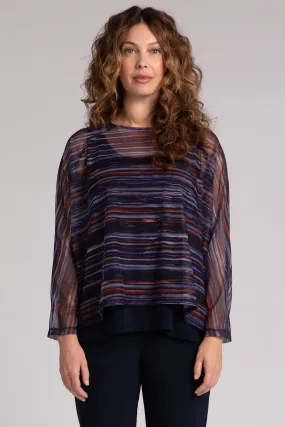 Mesh Raglan Cinch Top Plus | Elemental Stripes
