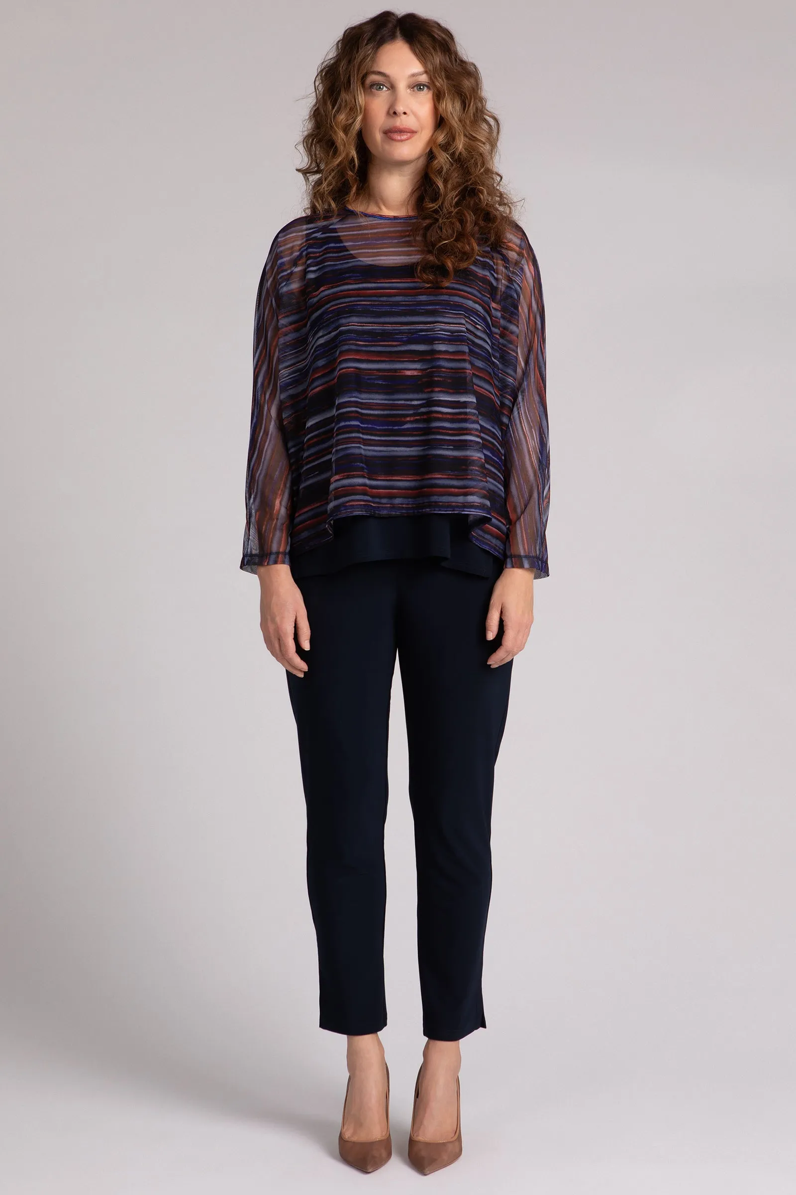 Mesh Raglan Cinch Top Plus | Elemental Stripes