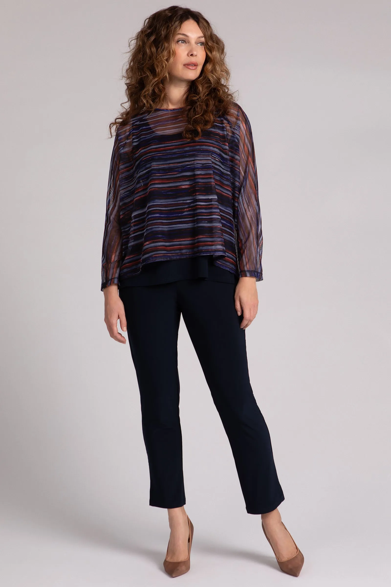 Mesh Raglan Cinch Top Plus | Elemental Stripes
