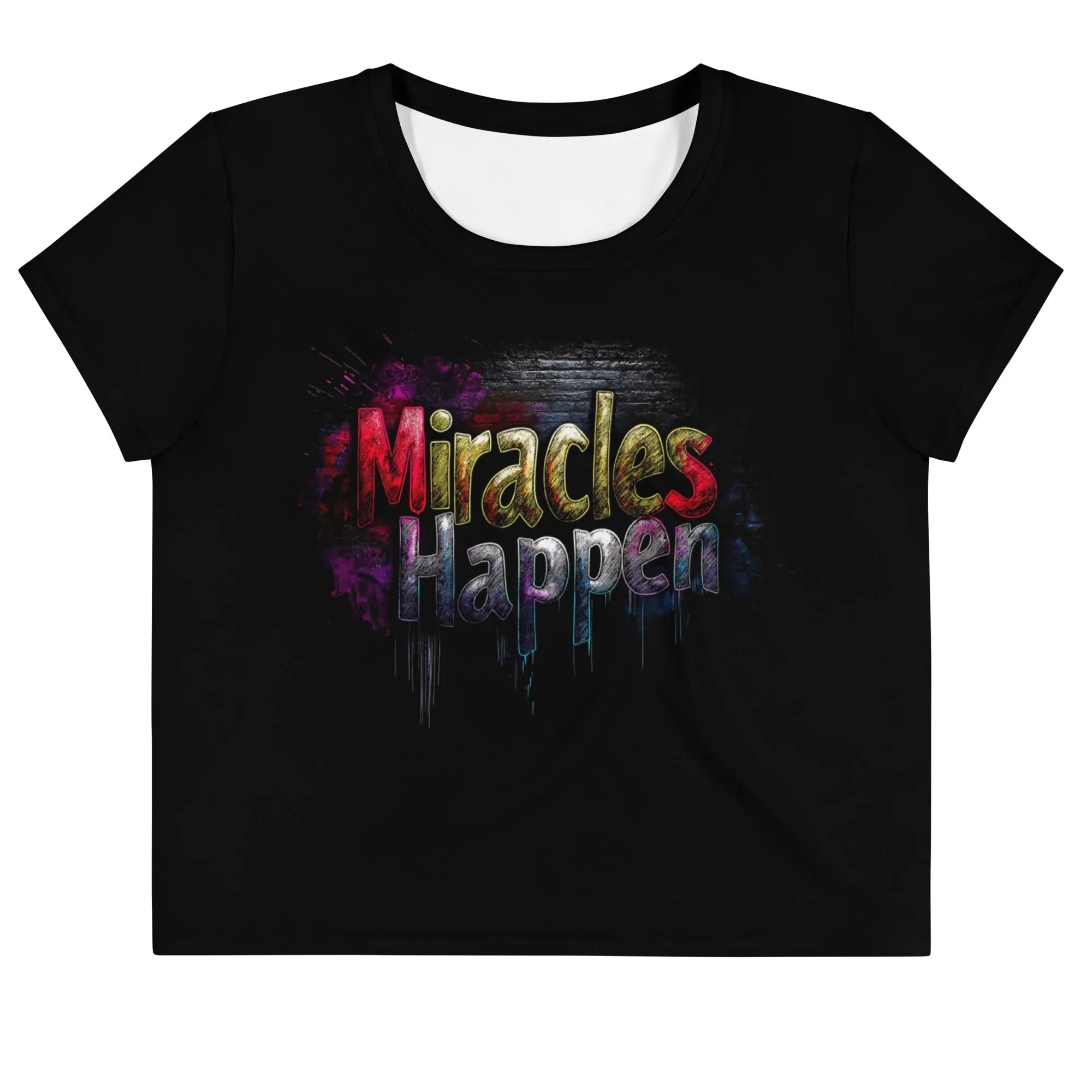 Miracles Happen: Vibrant Journeys All-Over Print Crop Tee