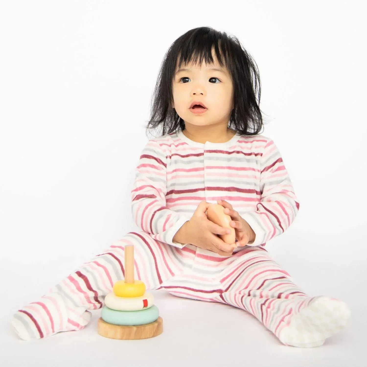 multi stripes velour magnetic parent favorite footie