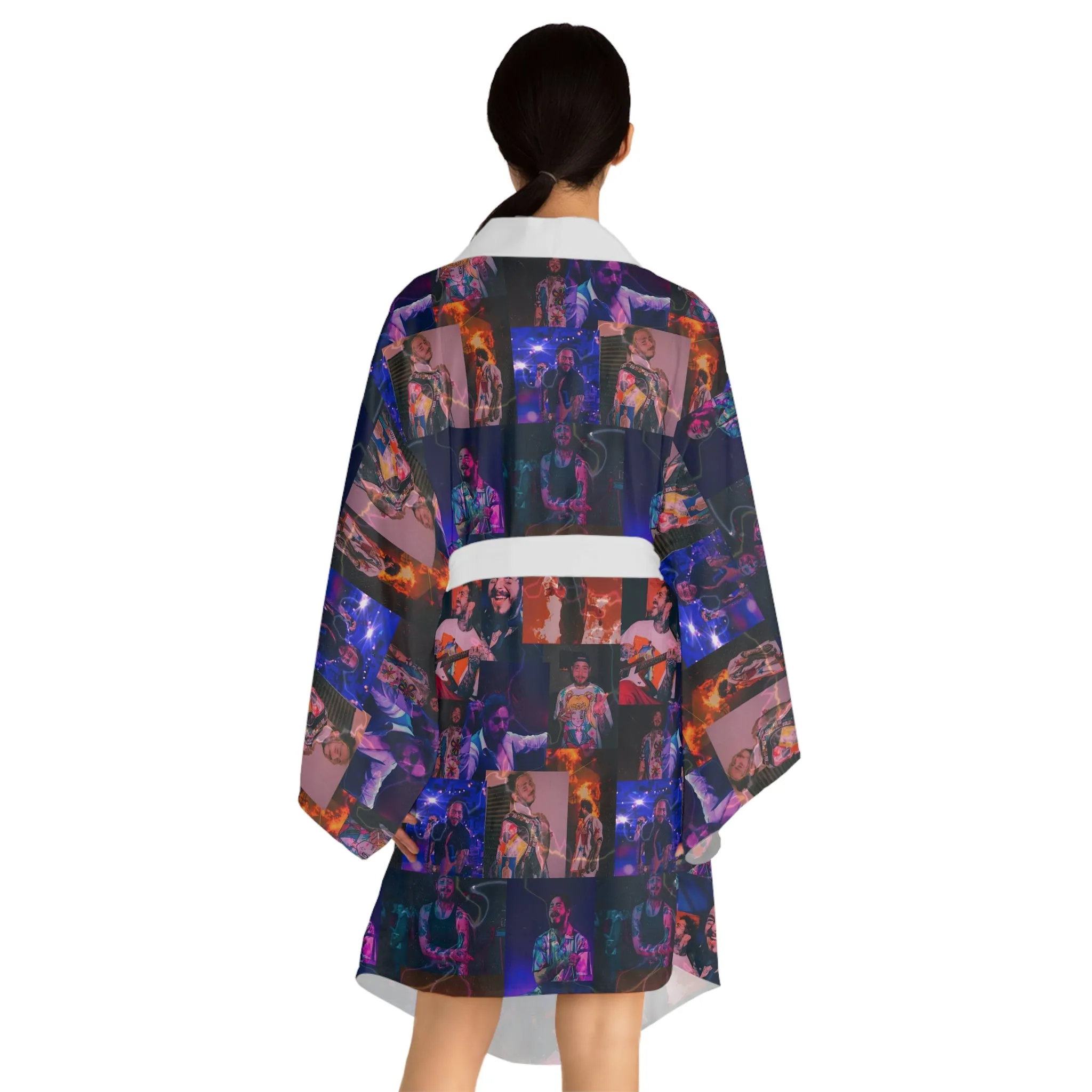 Post Malone Lightning Photo Collage Long Sleeve Kimono Robe
