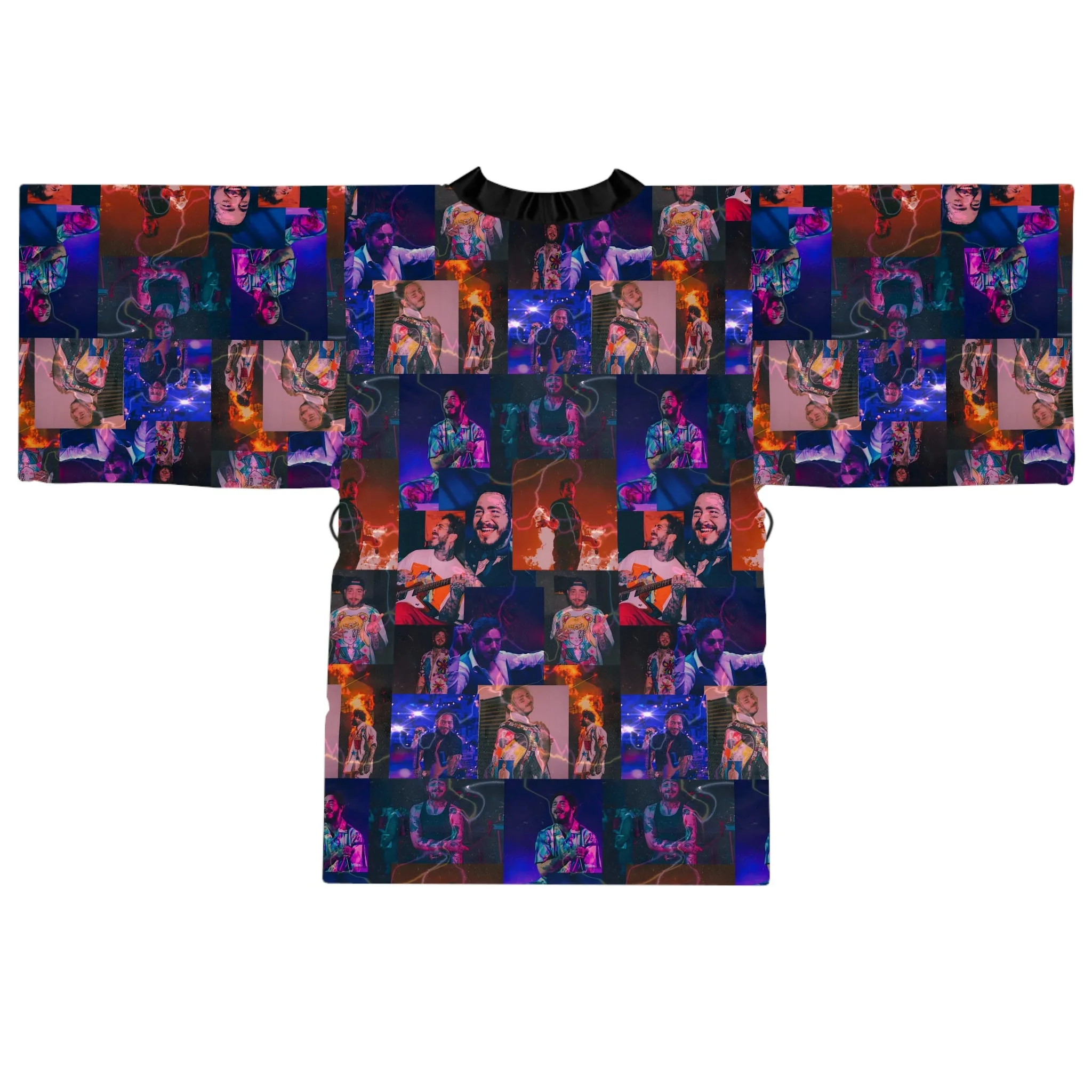 Post Malone Lightning Photo Collage Long Sleeve Kimono Robe
