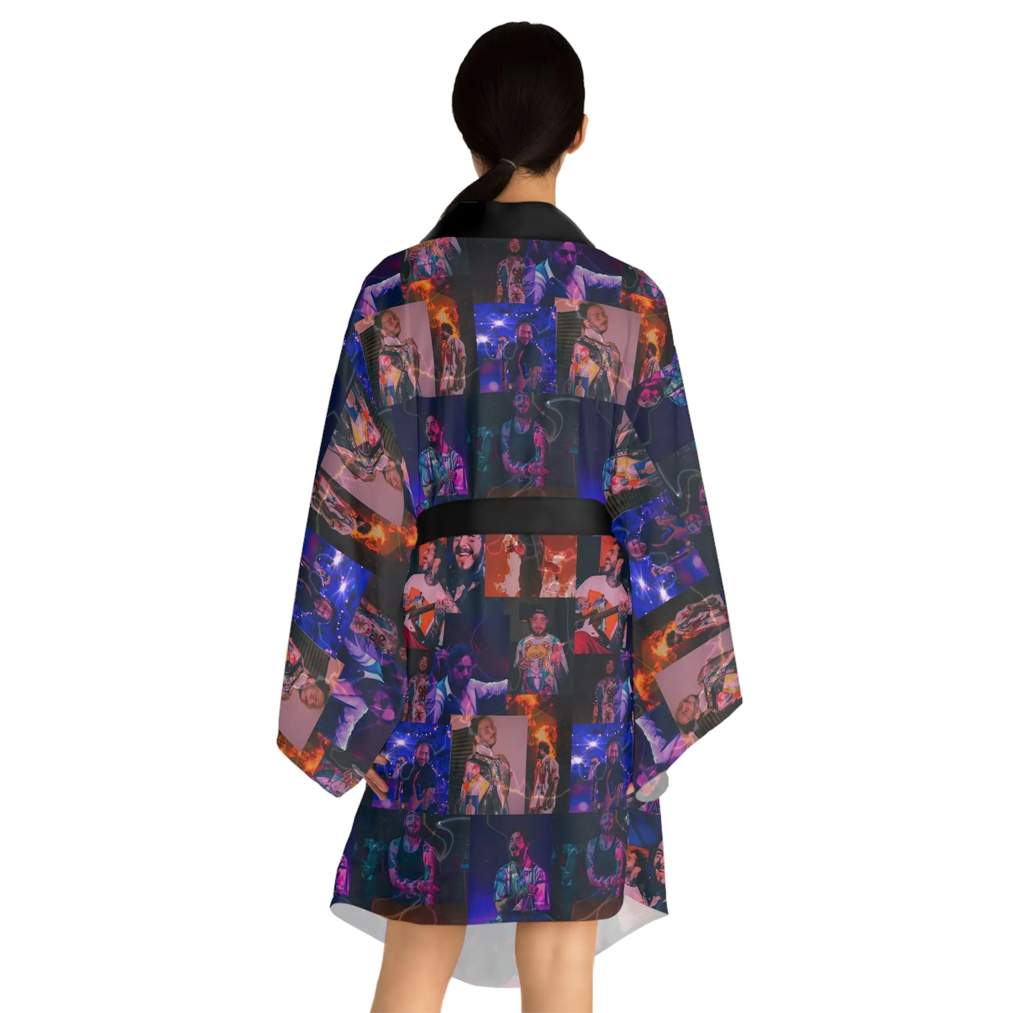 Post Malone Lightning Photo Collage Long Sleeve Kimono Robe