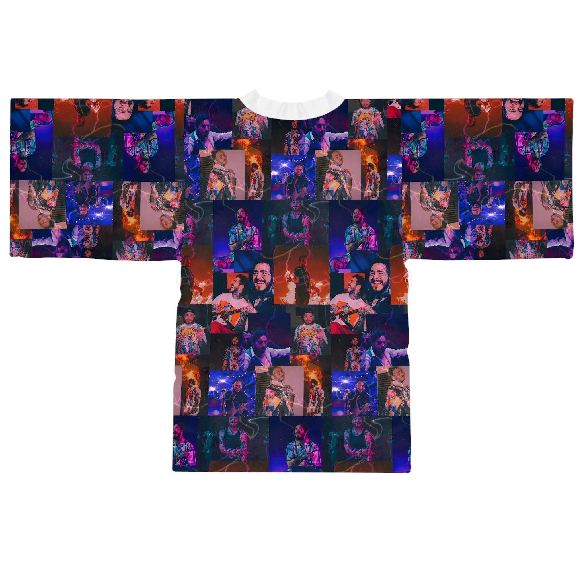 Post Malone Lightning Photo Collage Long Sleeve Kimono Robe