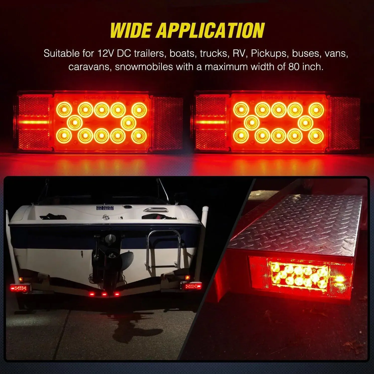 Submersible Low Profile Rectangular LED Trailer Light Kit (Pair)