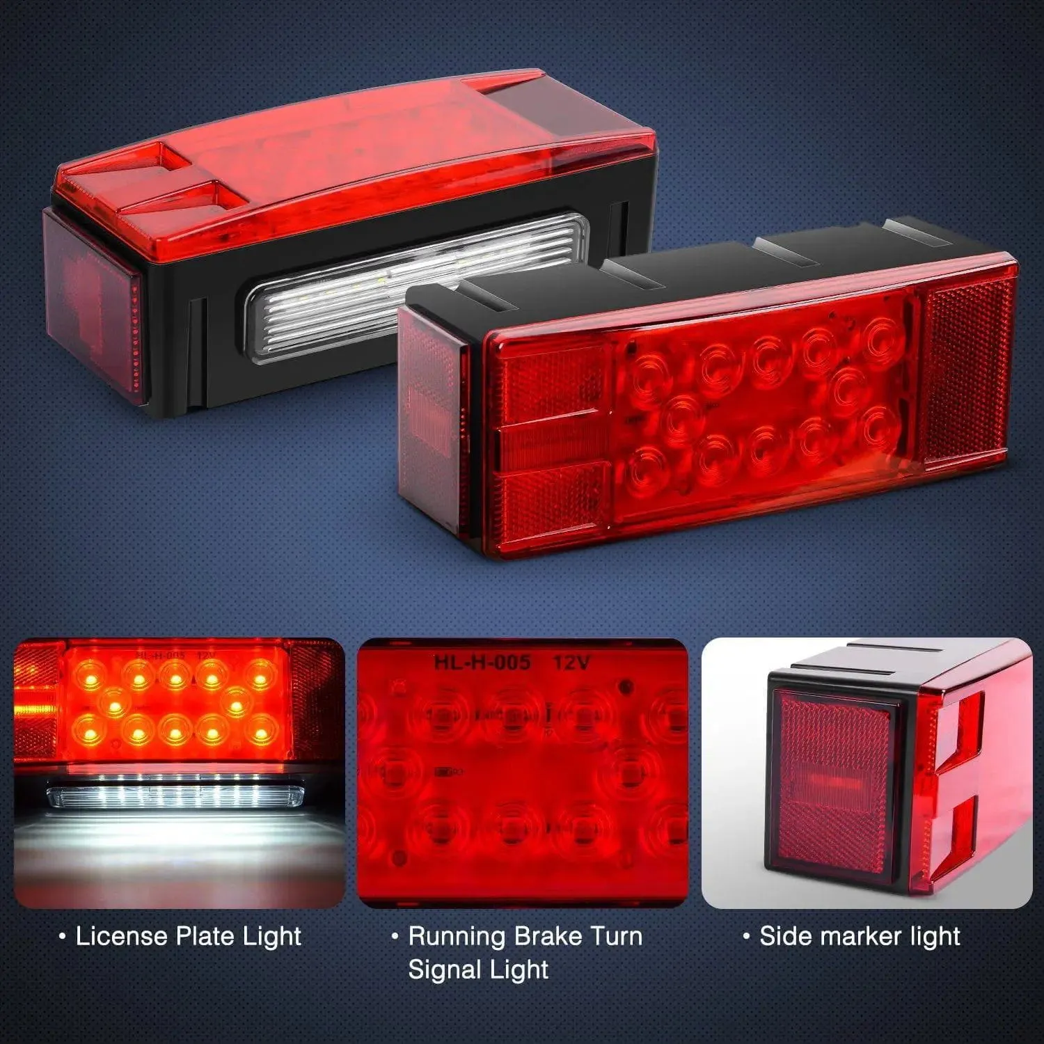 Submersible Low Profile Rectangular LED Trailer Light Kit (Pair)
