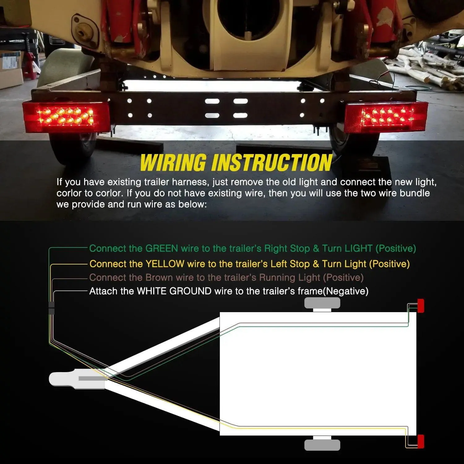Submersible Low Profile Rectangular LED Trailer Light Kit (Pair)
