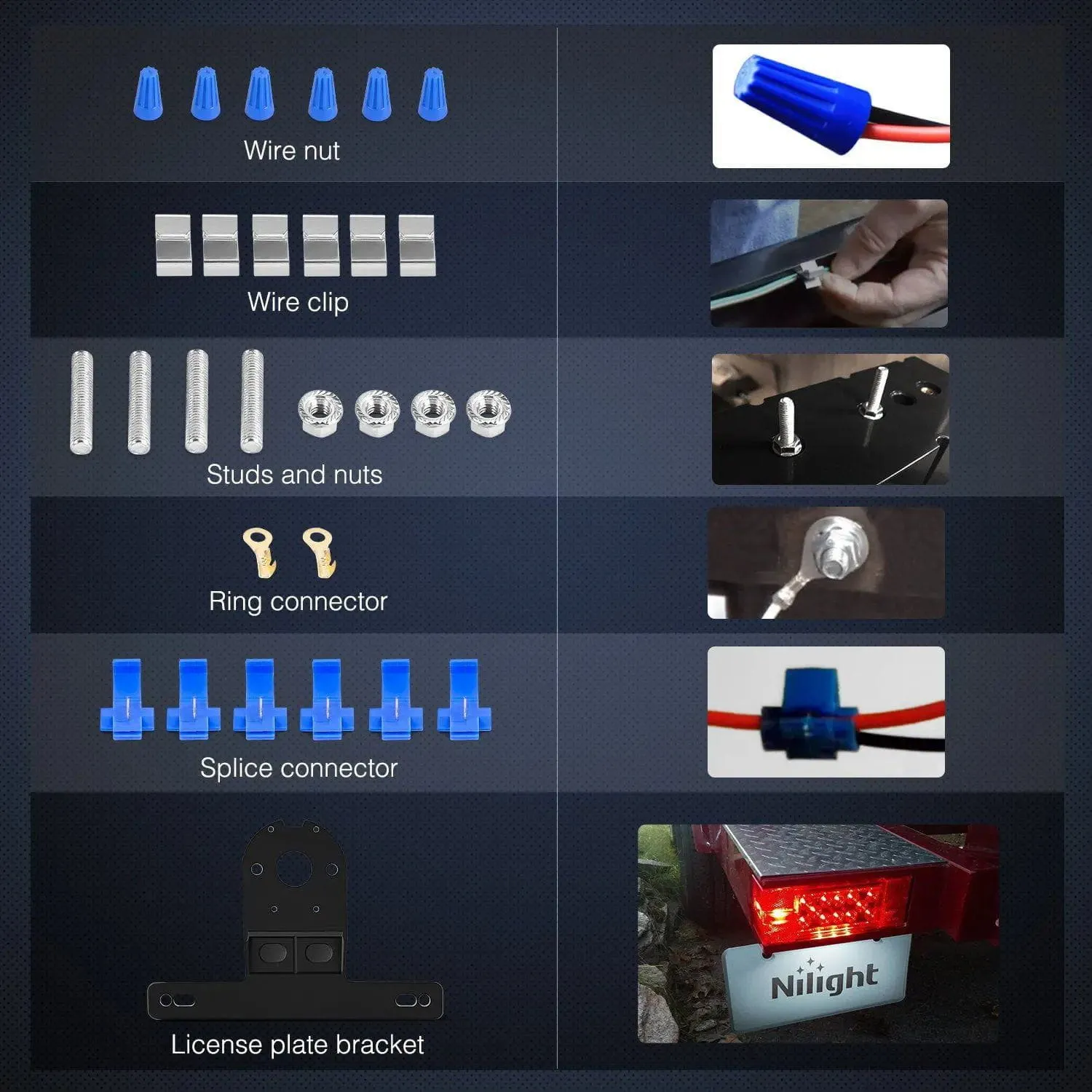 Submersible Low Profile Rectangular LED Trailer Light Kit (Pair)