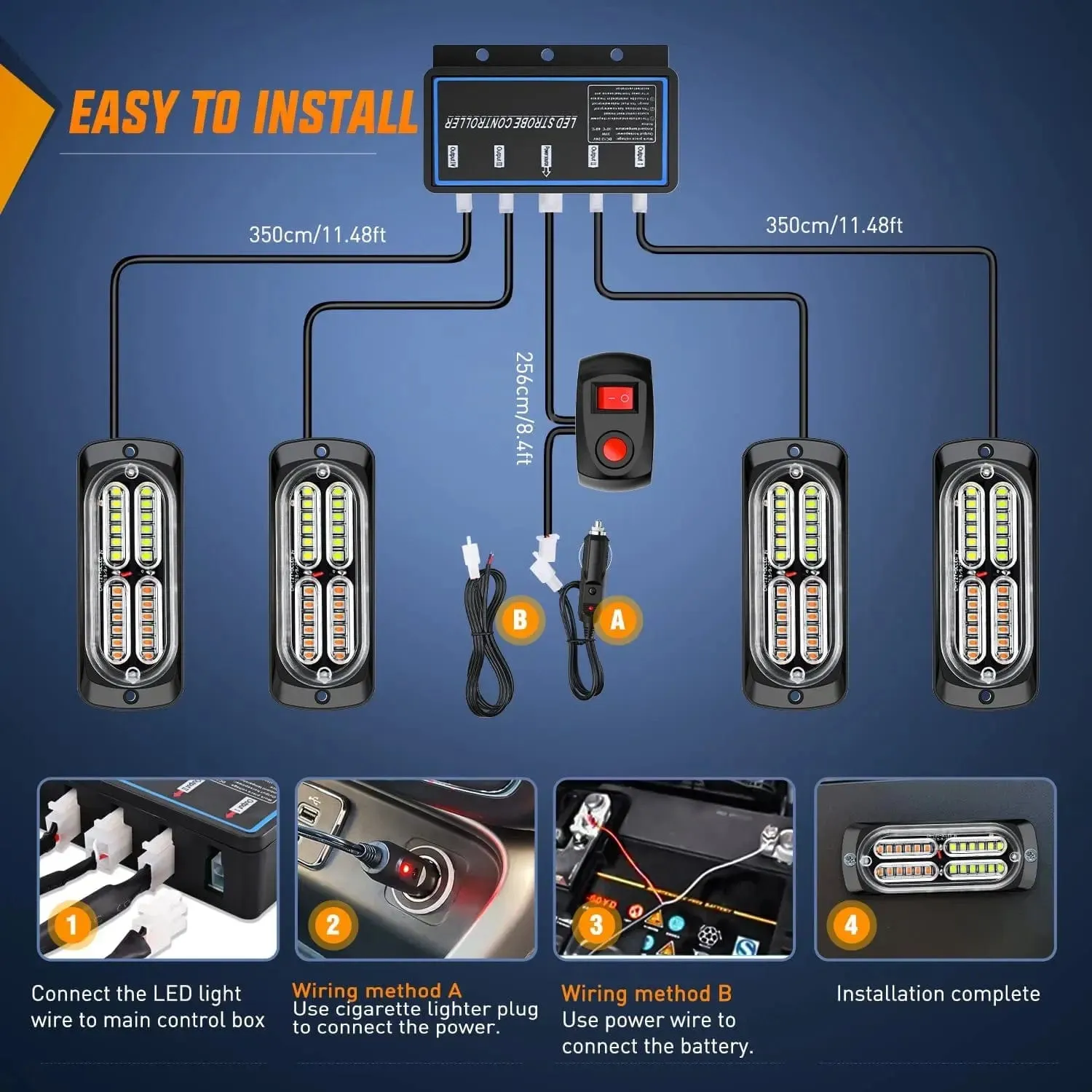 Surface Mount Led Strobe Light Kit (4 Pcs)