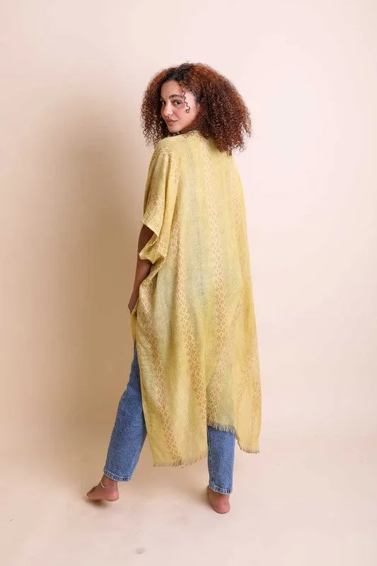 Woven Long Line Tribal Kimono available in multiple colors
